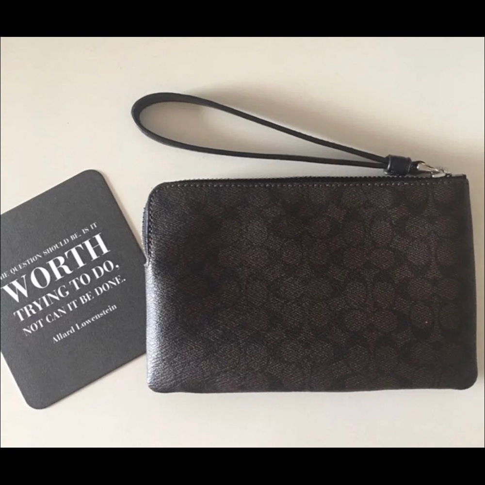 Coach Wristlet-New Leather Brown Sig C - Picture 2 of 4